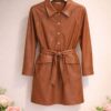 Elegant Color Block Shirt Dress