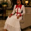 Elegant Color Block Shirt Dress