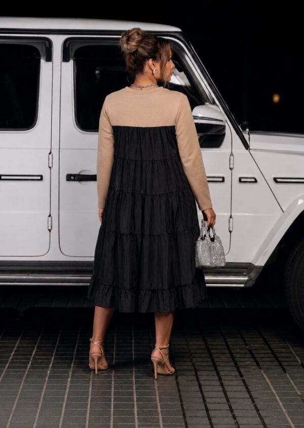 Elegant Color Block Shirt Dress