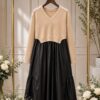 Elegant Color Block Shirt Dress