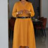 Elegant Color Block Shirt Dress