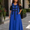 Elegant Color Block Shirt Dress