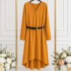 Elegant Color Block Shirt Dress