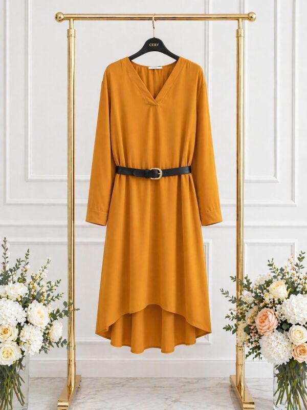 Elegant Color Block Shirt Dress