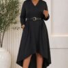 Elegant Color Block Shirt Dress