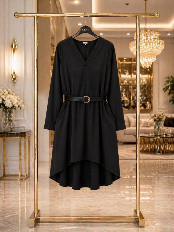 Elegant Color Block Shirt Dress