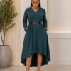 Elegant Color Block Shirt Dress