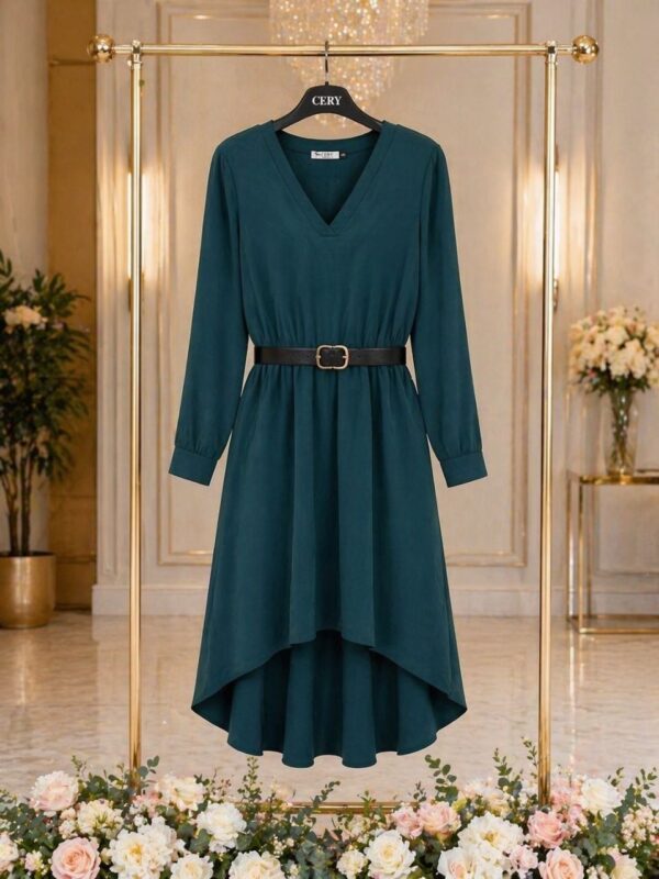 Elegant Color Block Shirt Dress