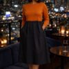 Premium Women's Midi Dress - Black & Brown