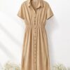 Elegant Color Block Shirt Dress