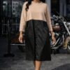 Premium Women's Midi Dress - Black & Brown