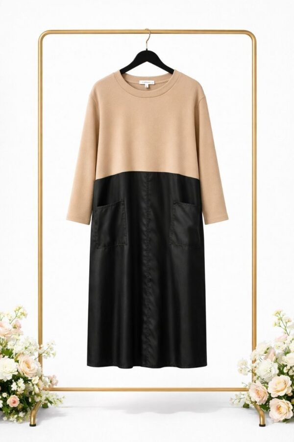 Premium Women's Midi Dress - Black & Brown