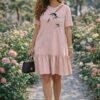 Premium Floral Print Dress - Black