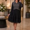 Elegant Color Block Shirt Dress