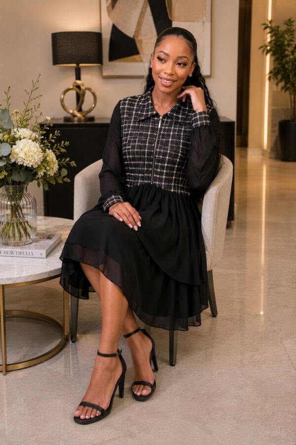 Elegant Color Block Shirt Dress