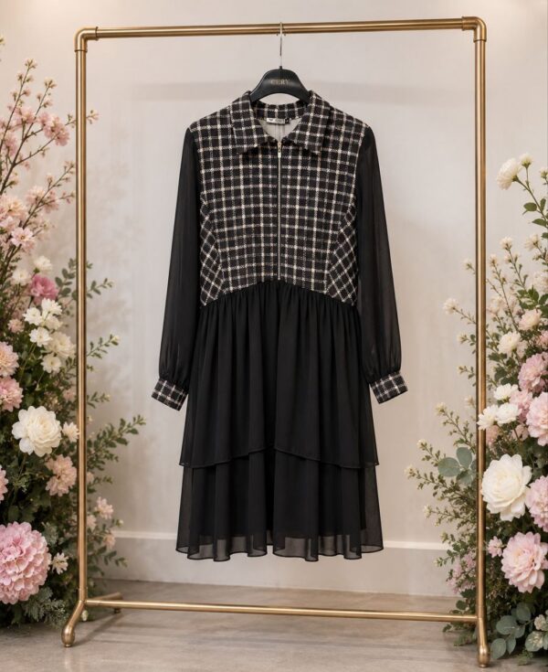 Elegant Color Block Shirt Dress
