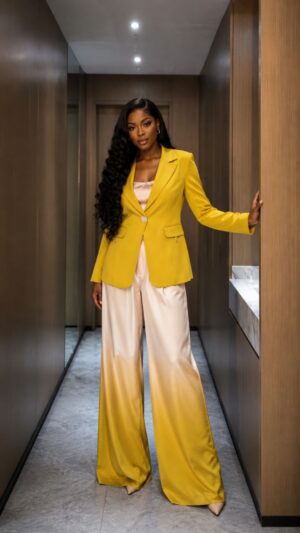 Yellow Blazer with Full Slip Jacket