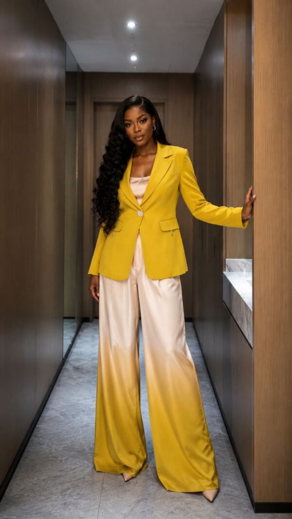 Yellow Blazer with Full Slip Jacket