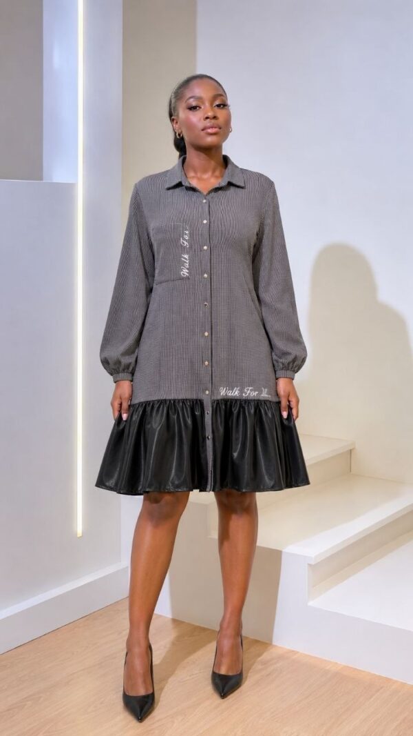 Elegant Color Block Shirt Dress