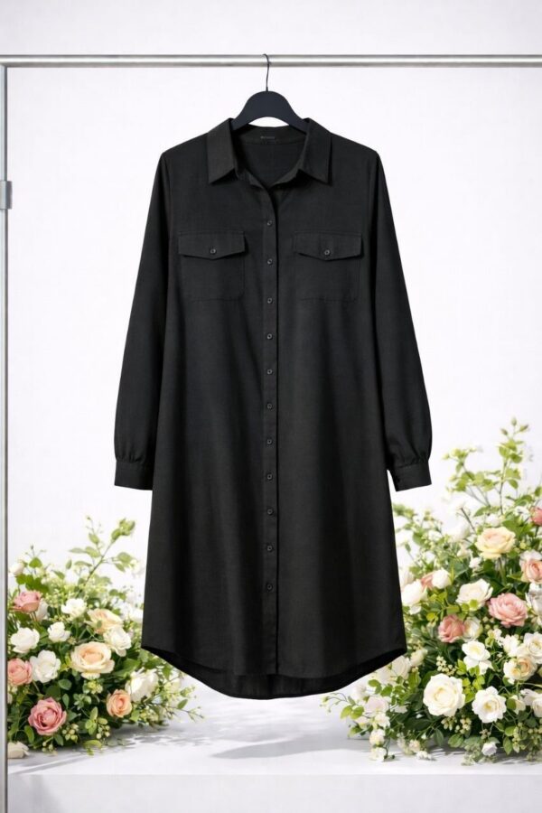 Elegant Color Block Shirt Dress