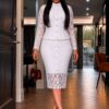 Premium White Lace Midi Dress