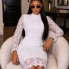 Premium White Lace Midi Dress