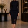 Premium Black Lace Midi Dress