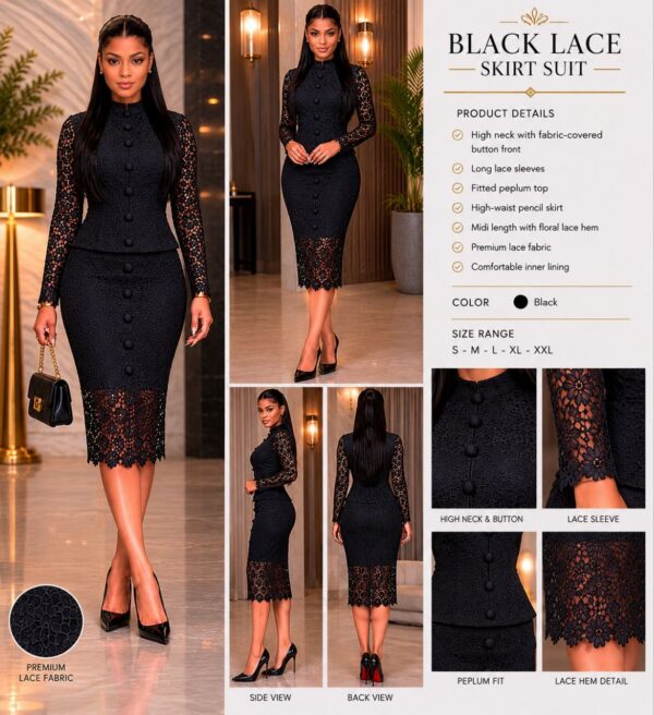 Premium Black Lace Midi Dress