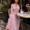 Premium Floral Print Dress - Black