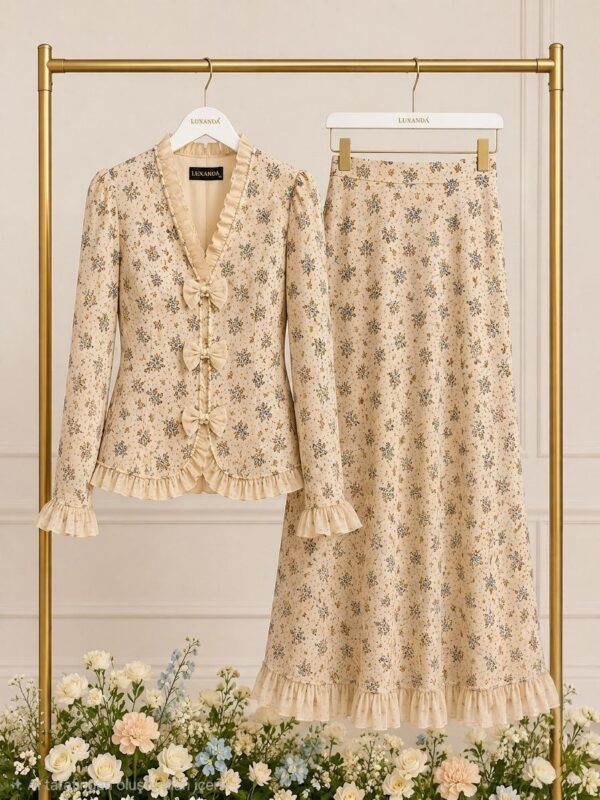 Premium Floral Print Dress - Black