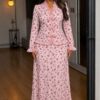 Premium Floral Print Dress - Black