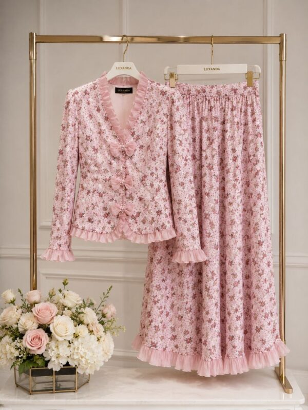 Premium Floral Print Dress - Black