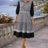 Premium Floral Print Dress - Black