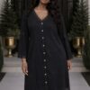 Premium Floral Print Dress - Black