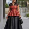 Premium Red & Black Evening Dress - Wholesale