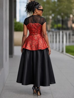 Premium Red & Black Evening Dress - Wholesale