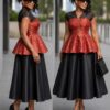 Premium Red & Black Evening Dress - Wholesale