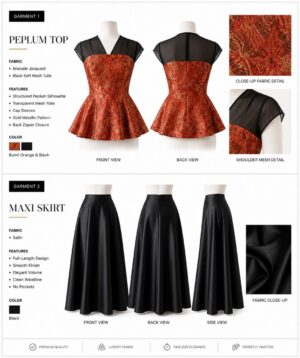 Premium Red & Black Evening Dress - Wholesale