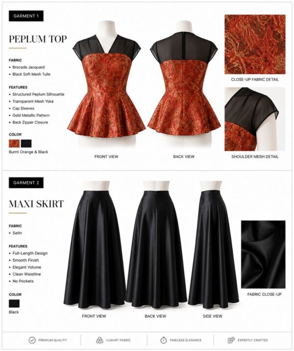 Premium Red & Black Evening Dress - Wholesale