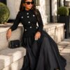 Premium Black Double-Breasted Dress