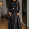 Premium Black Double-Breasted Dress
