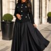 Premium Black Double-Breasted Dress