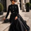 Premium Black Double-Breasted Dress