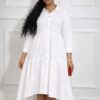 Black Button-Front Tiered Shirt Dress