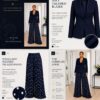 Navy Tailored Blazer & Polka Dot Palazzo Pants Set
