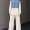 Premium White Denim Blazer Suit Set