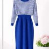 Women's Houndstooth Knit Sweater Dress - Premium Wool Blend