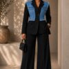 Premium Black Denim Vest Blazer Suit Set