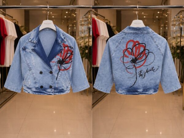 Premium Ice Blue Denim Blazer Jacket