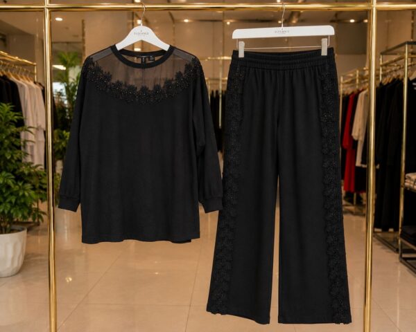 Premium Black Lace Loungewear Set - Wholesale